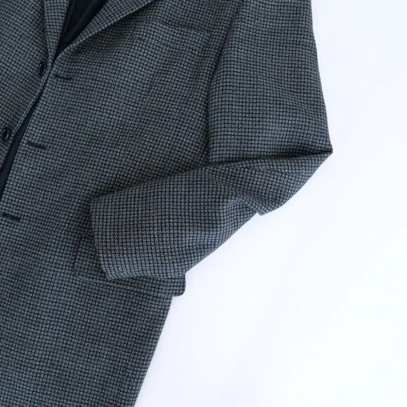 Mantles Vintage 100% Wool Tweed Graphite Gray Black Double Button Blazer 44L - Picture 12 of 12